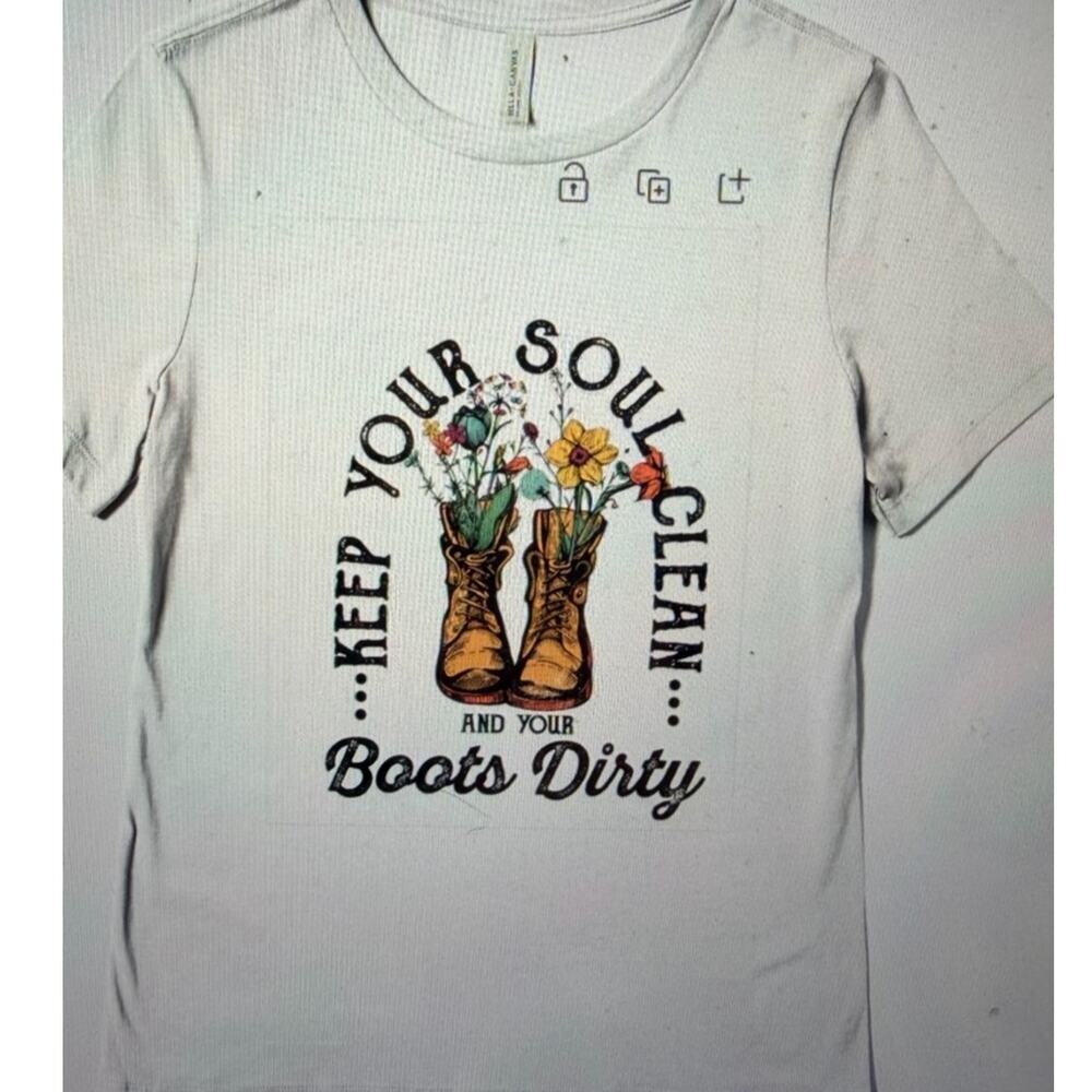 Gildan White Tee Keep Your Soul Clean Boots Dirty Floral Graphic